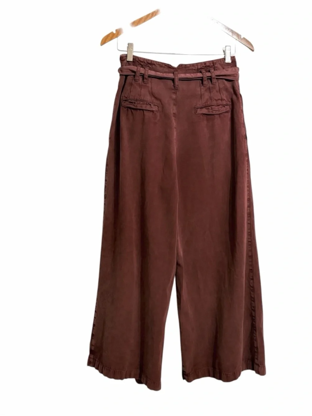 Free People Dwell On Dreams Wide Leg Trouser Pants Womens 6 Twill Boho Pleated - Picture 4 of 8